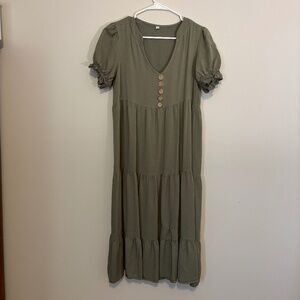 Tiered romantic dress, soft sage